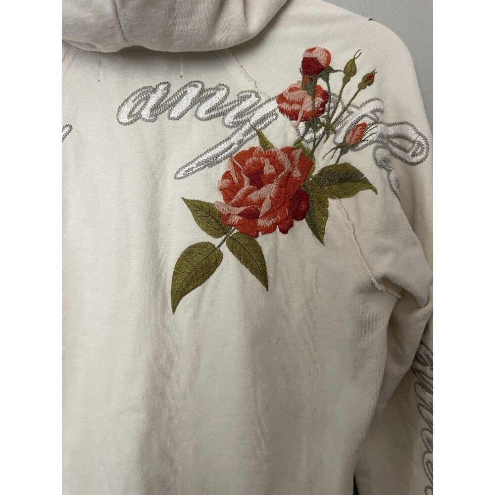 Jonhny Was Hoodie Womens S Embroidered Half Zip Floral Boho Festival - Picture 5 of 5